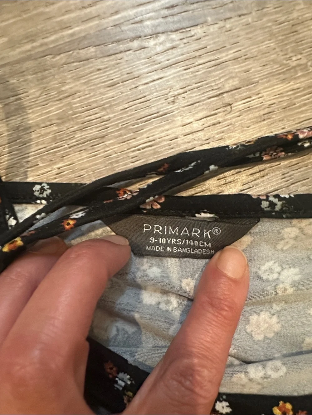 Primark Black Floral Sundress with White & Rust Flowers